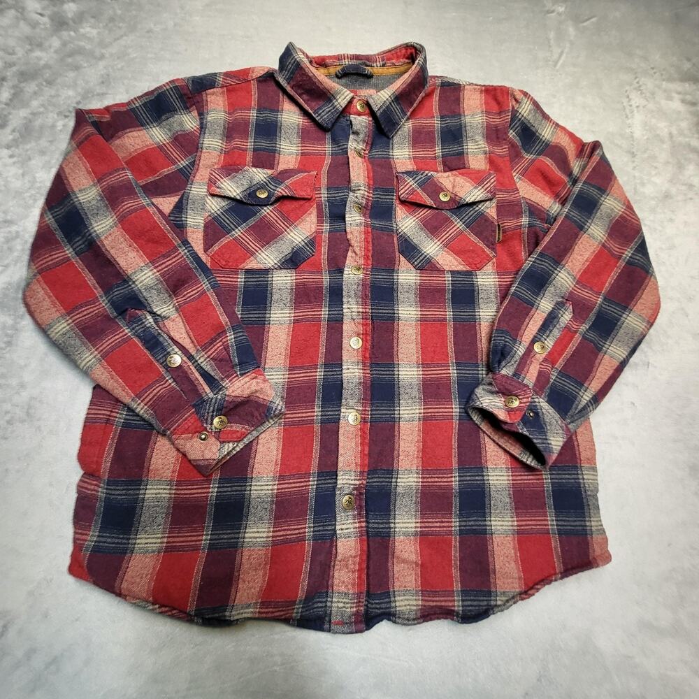 Legendary Whitetails‎ Shirt Mens L Red Plaid Flannel Lined Button Up Shacket